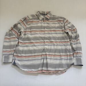 Tommy Bahama Collared Shirt Mens XL Pastel Striped Long Sleeve Preppy‎ Flip Cuff